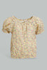 Redtag-Yellow-Floral-Aop-Electic-Hem-Blouse-Blouses-Infant-Girls-3 to 24 Months