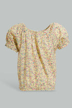 تنزيل الصورة على معرض الصور، Redtag-Yellow-Floral-Aop-Electic-Hem-Blouse-Blouses-Infant-Girls-3 to 24 Months
