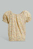 Redtag-Yellow-Floral-Aop-Electic-Hem-Blouse-Blouses-Infant-Girls-3 to 24 Months