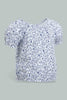 Redtag-Blue-Floral-Aop-Electic-Hem-Blouse-Blouses-Infant-Girls-3 to 24 Months