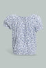 Redtag-Blue-Floral-Aop-Electic-Hem-Blouse-Blouses-Infant-Girls-3 to 24 Months