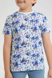 Redtag-White-Splat-Print-T-Shirt-Graphic-T-Shirts-Boys-2 to 8 Years