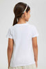 Redtag-White-Girls-Foil-Printed-T-Shirt-Graphic-T-Shirts-Girls-2 to 8 Years