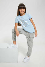تنزيل الصورة على معرض الصور، Redtag-Sky-Blue-Girls-Foil-Printed-T-Shirt-Graphic-T-Shirts-Girls-2 to 8 Years

