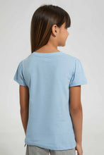 تنزيل الصورة على معرض الصور، Redtag-Sky-Blue-Girls-Foil-Printed-T-Shirt-Graphic-T-Shirts-Girls-2 to 8 Years
