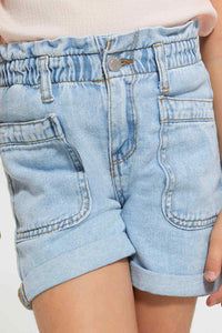 Redtag-Lt.-Wash-Girls-Denim-Short-Denim-Shorts-Girls-2 to 8 Years