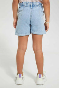 Redtag-Lt.-Wash-Girls-Denim-Short-Denim-Shorts-Girls-2 to 8 Years