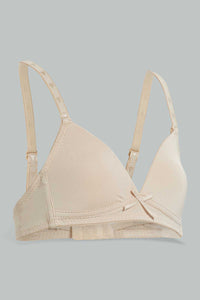 Beige And White Padded Bra For Senior Girls (Pack of 2)