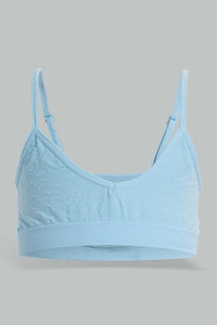 White And Blue Non-Padded Bra For Senior Girls (2 Pack)