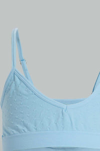 White And Blue Non-Padded Bra For Senior Girls (2 Pack)