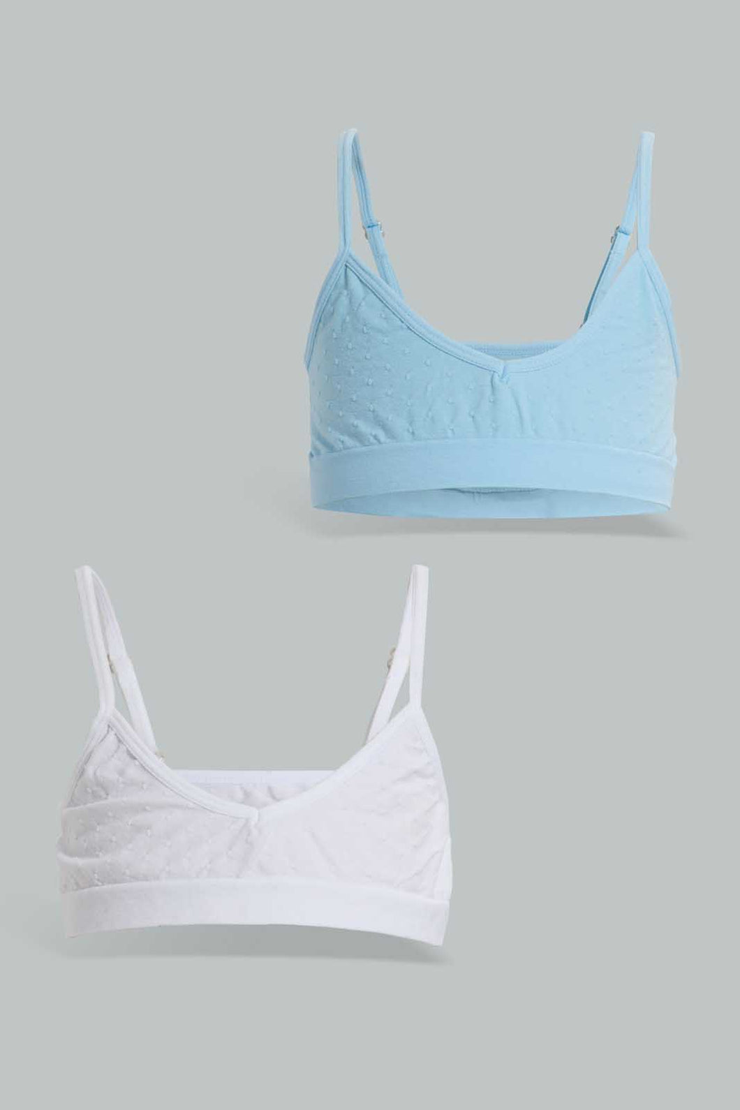 White And Blue Non-Padded Bra For Senior Girls (2 Pack)