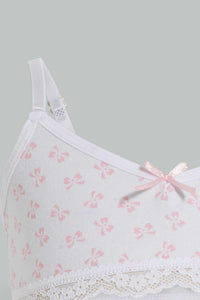 Redtag-Floral/Mint-Bra-(2-Pack)-Non-Padded-Bras-Senior-Girls-9 to 14 Years