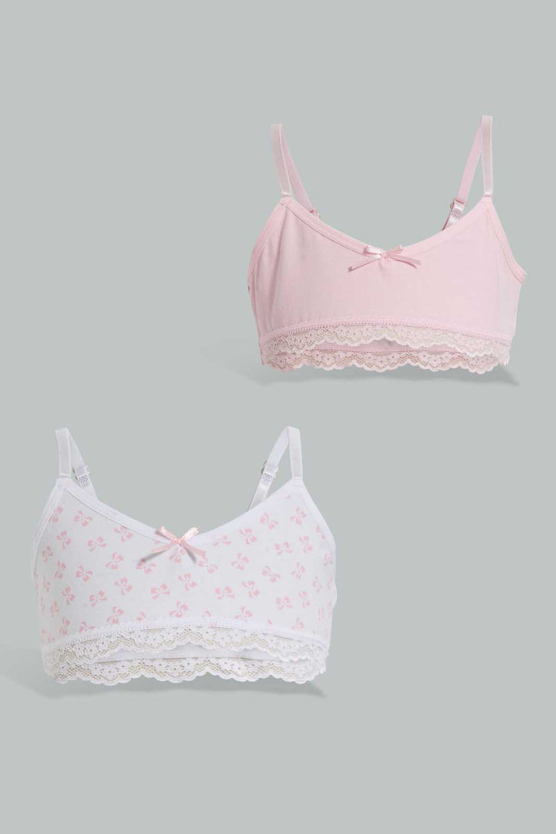 Redtag-Floral/Mint-Bra-(2-Pack)-Non-Padded-Bras-Senior-Girls-9 to 14 Years