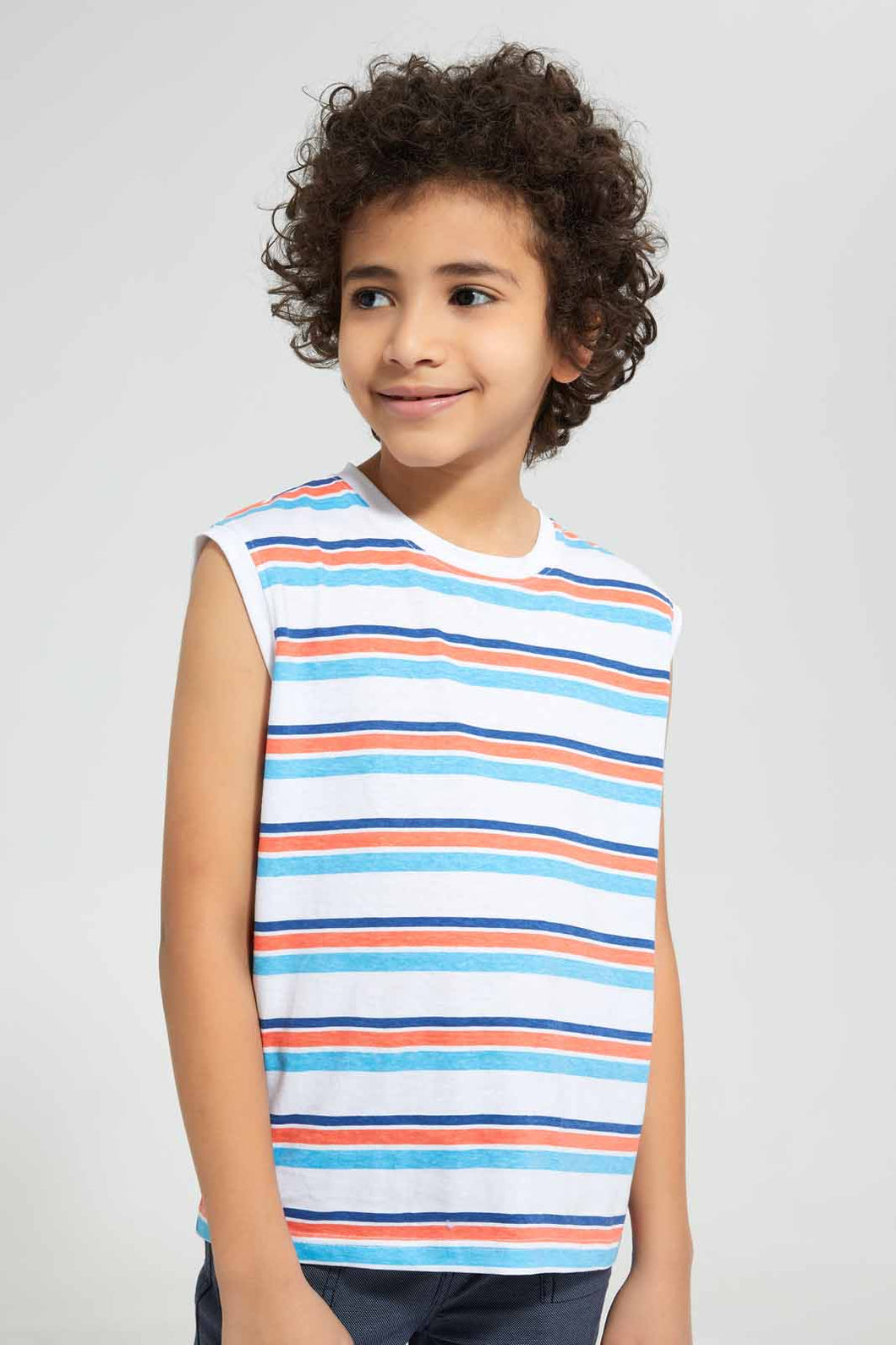 Redtag-Assorted-2-Pack-Print-Vest-Graphic-T-Shirts-Boys-2 to 8 Years