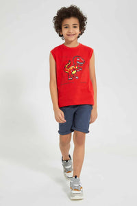Redtag-Assorted-2-Pack-Print-Vest-Graphic-T-Shirts-Boys-2 to 8 Years