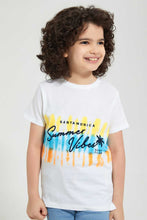 تنزيل الصورة على معرض الصور، Redtag-White-Summer-Vibes-Emb-T-Shirt-Graphic-T-Shirts-Boys-2 to 8 Years
