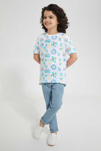 Load image into Gallery viewer, Redtag-White-Aop-Embossed-T-Shirt-All-Over-Prints-T-Shirts-Boys-2 to 8 Years
