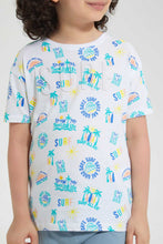 Load image into Gallery viewer, Redtag-White-Aop-Embossed-T-Shirt-All-Over-Prints-T-Shirts-Boys-2 to 8 Years
