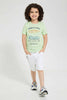 Redtag-Pale-Green-Shark-Embossed-T-Shirt-Graphic-T-Shirts-Boys-2 to 8 Years