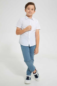 Redtag-White-Oxford-Short-Sleeve-Short-Sleeve-Casual-Shirts-Boys-2 to 8 Years