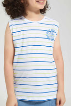 Load image into Gallery viewer, Redtag-White-Tiedye-Stripe-T-Shirt-Graphic-T-Shirts-Boys-2 to 8 Years
