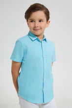 تنزيل الصورة على معرض الصور، Redtag-Blue-Oxford-Short-Sleeve-Short-Sleeve-Casual-Shirts-Boys-2 to 8 Years
