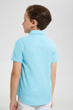 تنزيل الصورة على معرض الصور، Redtag-Blue-Oxford-Short-Sleeve-Short-Sleeve-Casual-Shirts-Boys-2 to 8 Years
