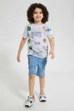 تنزيل الصورة على معرض الصور، Redtag-Grey-Aop-Embossed-T-Shirt-Graphic-T-Shirts-Boys-2 to 8 Years
