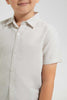 Redtag-Ecru-Oxford-Short-Sleeve-Short-Sleeve-Casual-Shirts-Boys-2 to 8 Years