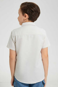 Redtag-Ecru-Oxford-Short-Sleeve-Short-Sleeve-Casual-Shirts-Boys-2 to 8 Years