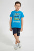 Redtag-Blue-Puff-Eat-Sleep-Print-T-Shirt-Graphic-T-Shirts-Boys-2 to 8 Years