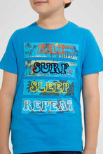 Load image into Gallery viewer, Redtag-Blue-Puff-Eat-Sleep-Print-T-Shirt-Graphic-T-Shirts-Boys-2 to 8 Years
