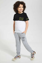 Load image into Gallery viewer, Redtag-Black-Paneled-Print-T-Shirt-Graphic-T-Shirts-Boys-2 to 8 Years
