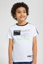 Load image into Gallery viewer, Redtag-White-Shoulder-Tape-T-Shirt-Graphic-T-Shirts-Boys-2 to 8 Years
