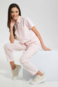 Redtag-Pink-Cargo-Pocket-Linen-Trouser-Cargo-Pants-Senior-Girls-9 to 14 Years