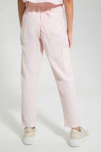 Redtag-Pink-Cargo-Pocket-Linen-Trouser-Cargo-Pants-Senior-Girls-9 to 14 Years
