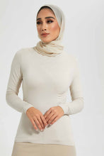 تنزيل الصورة على معرض الصور، Redtag-White-Top-Ribbed-Long-Sleeves-Without-Placket-Tops-Women&#39;s-
