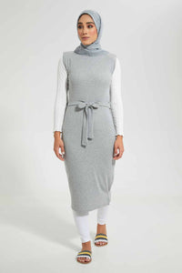 Redtag-Grey-Melange-Dress-Sleeveless-Dresses-Women's-