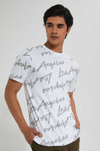 Load image into Gallery viewer, Redtag-White-Printed-T-Shirt-All-Over-Prints-Men&#39;s-
