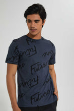 تنزيل الصورة على معرض الصور، Redtag-Dark-Grey-Printed-T-Shirt-All-Over-Prints-Men&#39;s-
