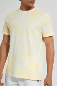 Redtag-Yellow-Tie-&-Die-T-Shirt-All-Over-Prints-Men's-