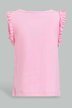 Load image into Gallery viewer, Redtag-Pink-Artwork-Frill-Sleeve-T-Shirt-Category:T-Shirts,-Colour:Pink,-Deals:4-For-90,-Filter:Infant-Girls-(3-to-24-Mths),-ING-T-Shirts,-New-In,-New-In-ING-APL,-S22C,-Section:Kidswear-Infant-Girls-
