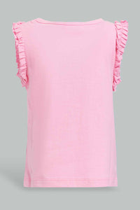 Redtag-Pink-Artwork-Frill-Sleeve-T-Shirt-Category:T-Shirts,-Colour:Pink,-Deals:4-For-90,-Filter:Infant-Girls-(3-to-24-Mths),-ING-T-Shirts,-New-In,-New-In-ING-APL,-S22C,-Section:Kidswear-Infant-Girls-