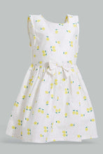 تنزيل الصورة على معرض الصور، Redtag-White--Printed-Sleeveless-Dress-Dresses-Infant-Girls-3 to 24 Months
