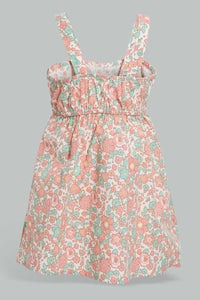 Redtag-Pink-Floral-Printed-Sleeveless-Dress-Dresses-Infant-Girls-3 to 24 Months