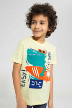 Load image into Gallery viewer, Redtag-Yellow-Crocodile-Flap-Pocket-T-Shirt-Embellished-T-Shirts-Boys-2 to 8 Years
