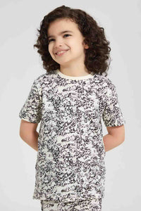 Redtag-Beige-Splat-Aop-T-Shirt-And-Shorts-Set-Pyjama-Sets-Boys-2 to 8 Years