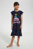 Redtag-Navy-Nightshirt-With-Placement-Print-&-Aop-Nightshirts-Girls-2 to 8 Years