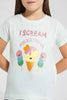 Redtag-White-Ice-Cream-T-Shirt-Graphic-T-Shirts-Girls-2 to 8 Years