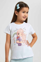 تنزيل الصورة على معرض الصور، Redtag-White-Girls-Printed-T-Shirt-Graphic-T-Shirts-Girls-2 to 8 Years
